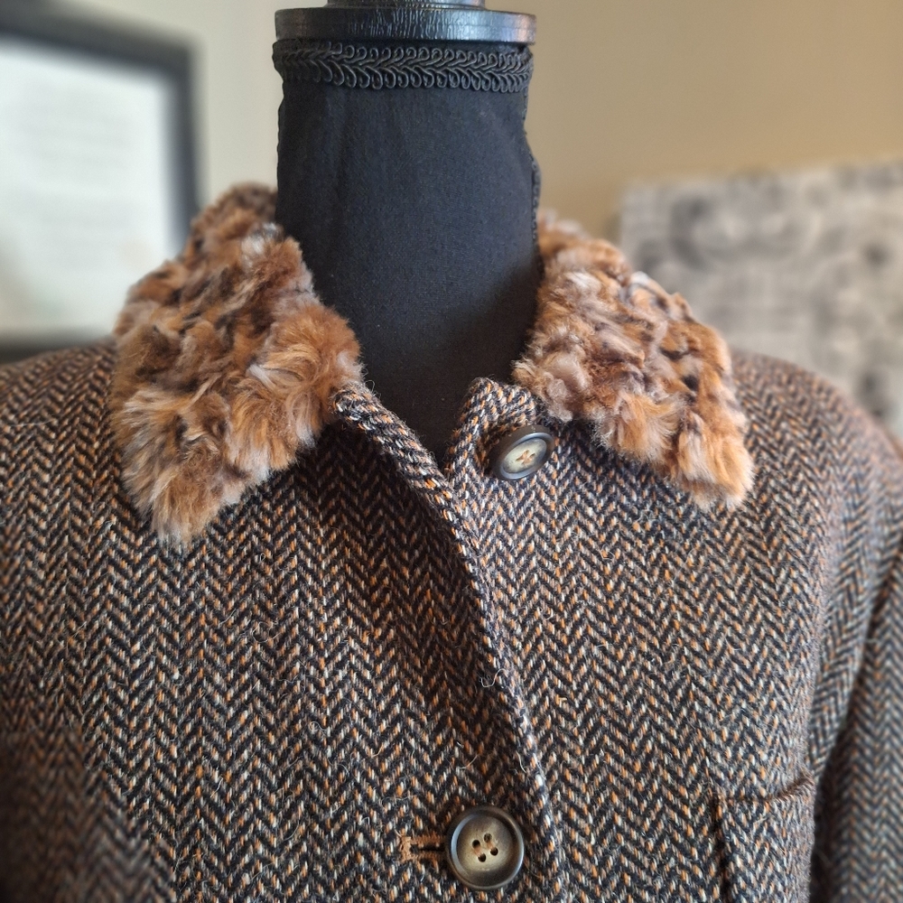 Nice! Vintage Faux Fur Collar Wool Blazer Harve Benard 10